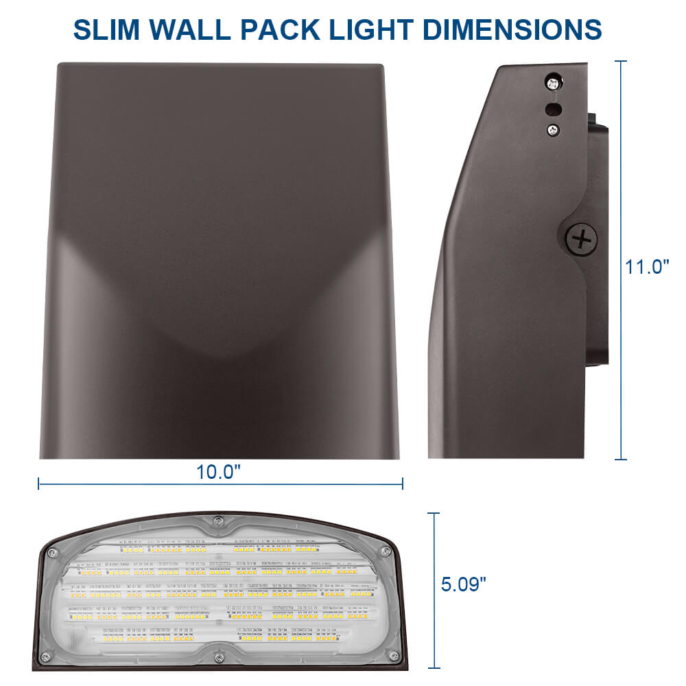 Konlite LED Slim Adjustable Wall Pack Light - 80W/64W/48W/32W - 12,000 Lumens - CCT Selectable - 120-277V - 250W Equal