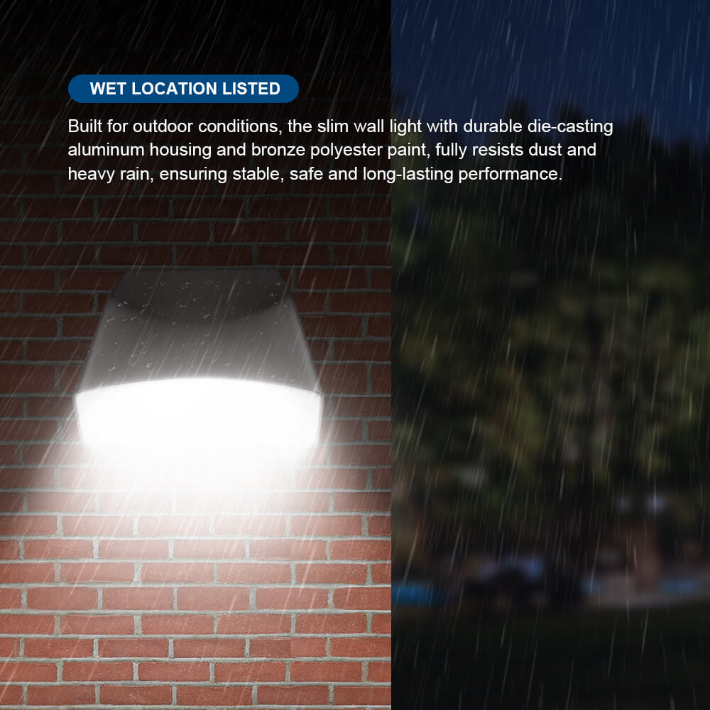 Konlite LED Slim Adjustable Wall Pack Light - 80W/64W/48W/32W - 12,000 Lumens - CCT Selectable - 120-277V - 250W Equal