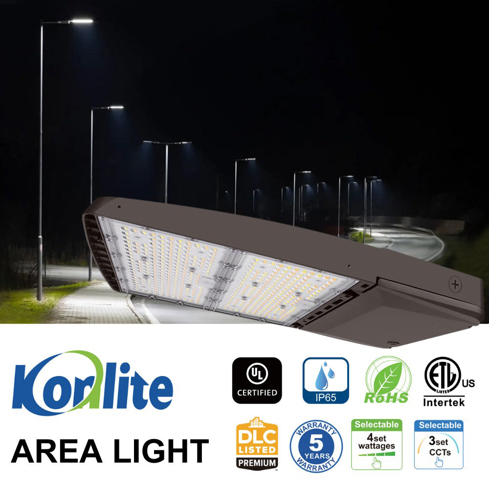 Vela III LED Parking Lot Light - Type V - 310W/280W/260W/240W Selectable - 3 CCT - 277-480V - 46,600 Lumens - 1000W Equal