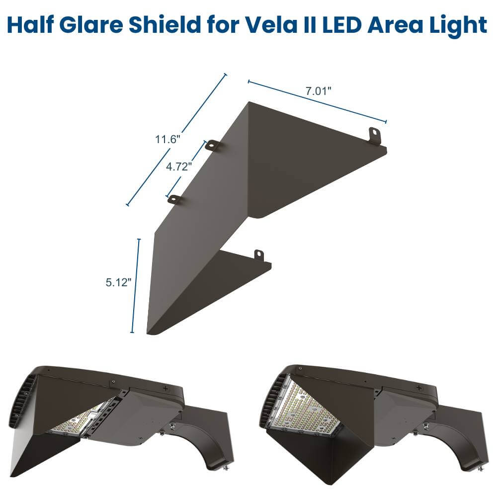 Konlite Vela LED Area Light Reversible Side Shield - Three Sizes for all Vela LED Parking Lot lights