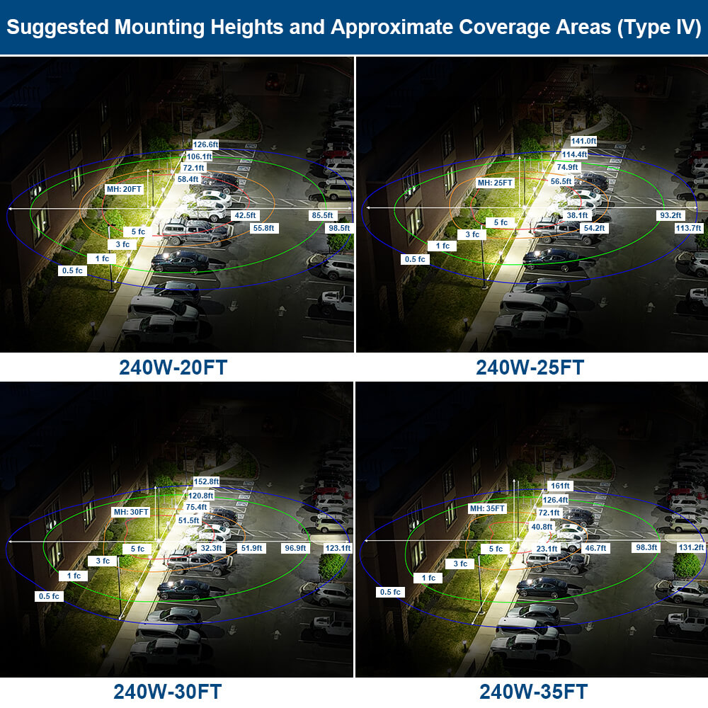 Vela III LED Parking Lot Light - Black Finish - 310W -Type IV - 46,500 Lumens - 3 CCT - 277-480V - 1000W Equal
