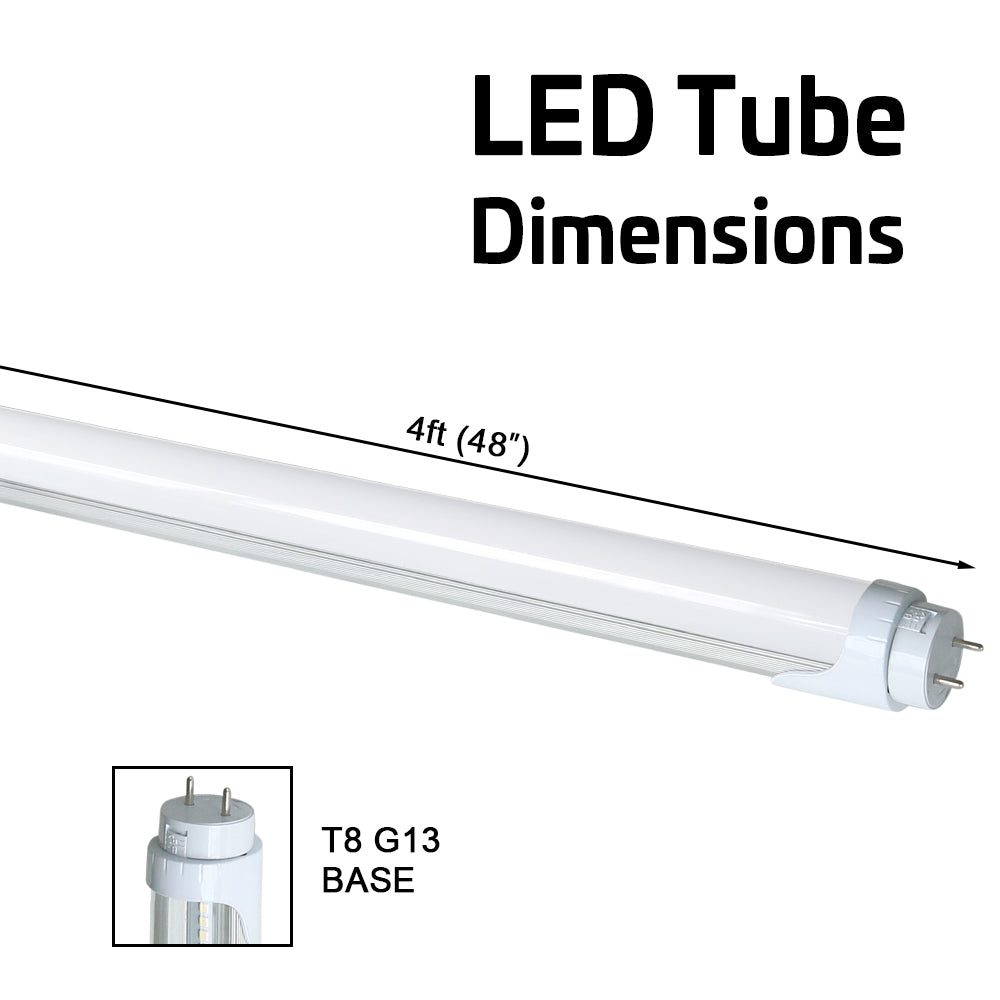 Konlite T8/T10/T12 LED tube demensions