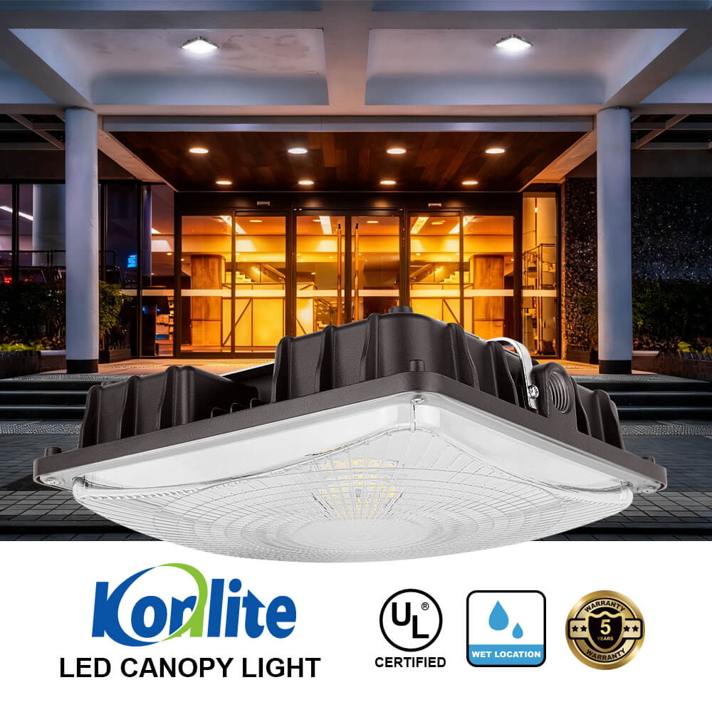 Konlite LED Canopy Area Light - 27W - 3,800 Lumens - 5000K- Non-Dimmable - 120-277V - 70W Equal