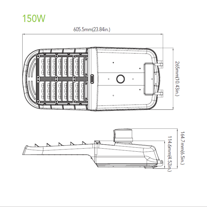 LED Roadway Light - Cobra Head Light - 150W - 20,000 Lumens - Dusk to Dawn Photocell - 5000K - 277-480V - 400W Equal