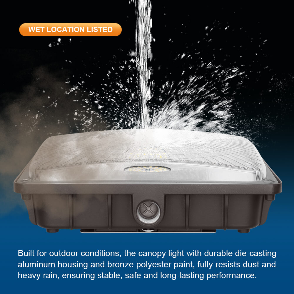 Konlite LED Canopy Area Light - 27W - 3,800 Lumens - 5000K- Non-Dimmable - 120-277V - 70W Equal