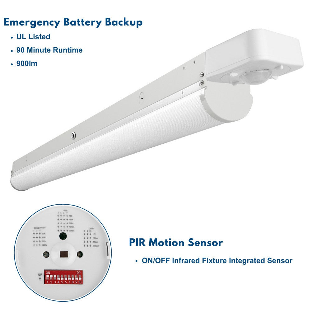 4FT LED Strip Fixture - 35W/28W/21W/15W - Up to 4900 Lumens - 50K/40K/30K - 120-277V - Dimmable