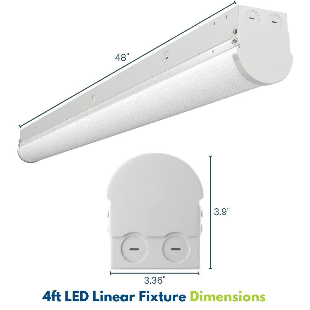 4FT LED Strip Fixture - 35W/28W/21W/15W - Up to 4900 Lumens - 50K/40K/30K - 120-277V - Dimmable