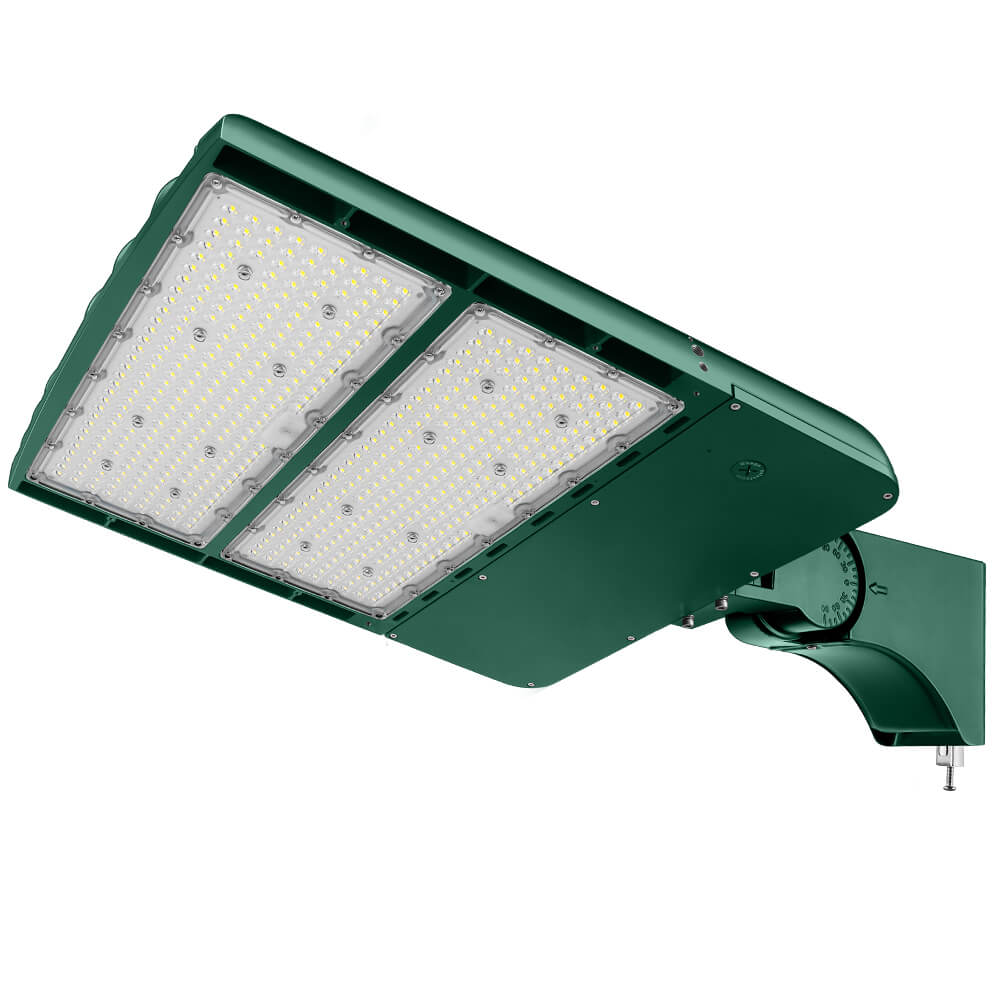 Konlite Spica 400W LED Sports Light with SlipFitter - Tennis Court Light -  Hunter Green - Wide Asymmetric - 3 Wattage Selectable - 69,600lm Max - 5000K - 1000W Equal