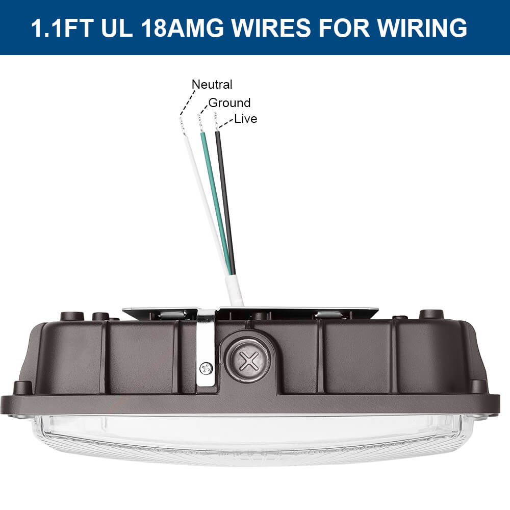 Konlite LED Canopy Area Light - 27W - 3,800 Lumens - 5000K- Non-Dimmable - 120-277V - 70W Equal