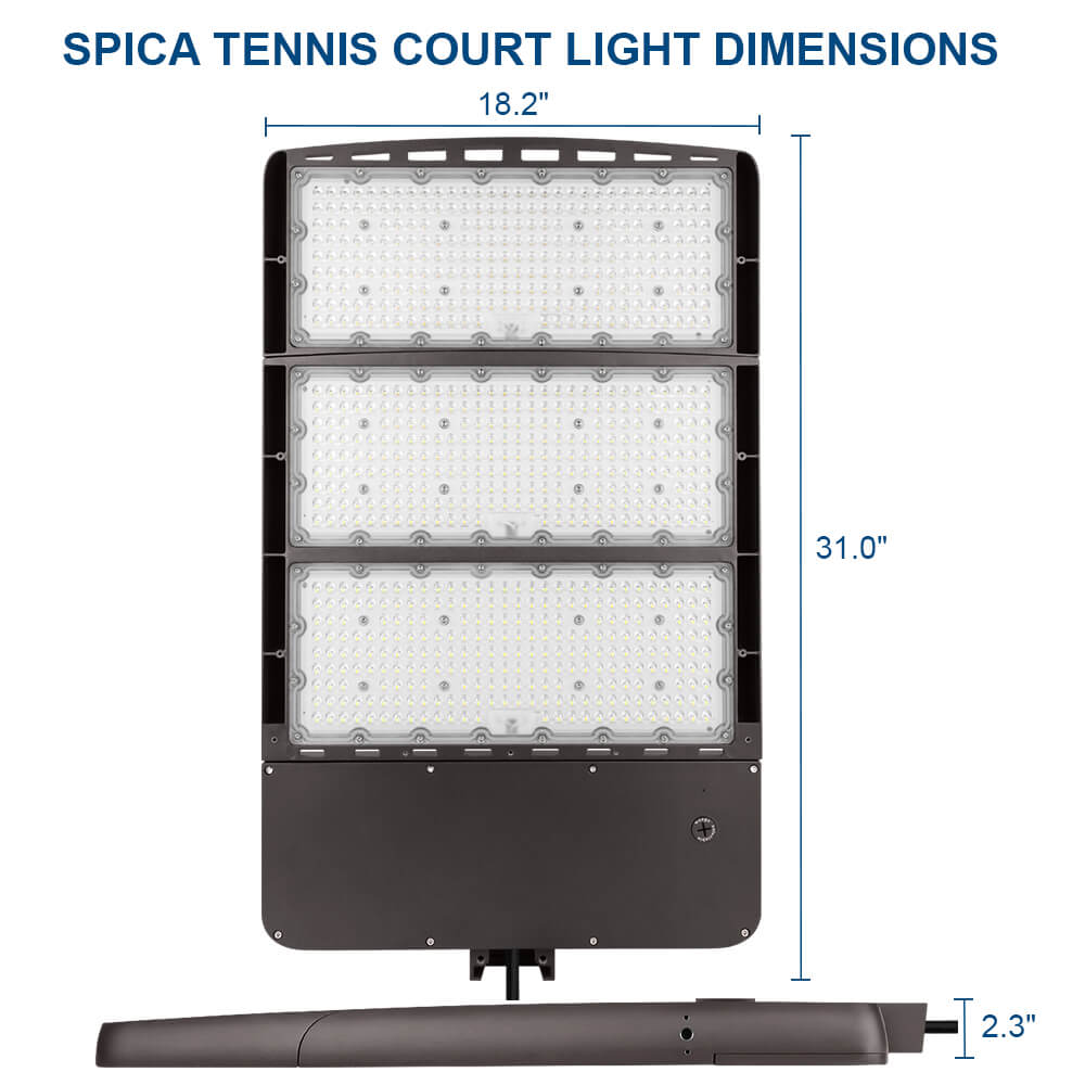Konlite Spica 600W LED Sports Light - Tennis Court Light -  Dark Bronze - Wide Asymmetric - 3 Selectable Wattages - 103,800lm Max - 5000K - 1500W Equal