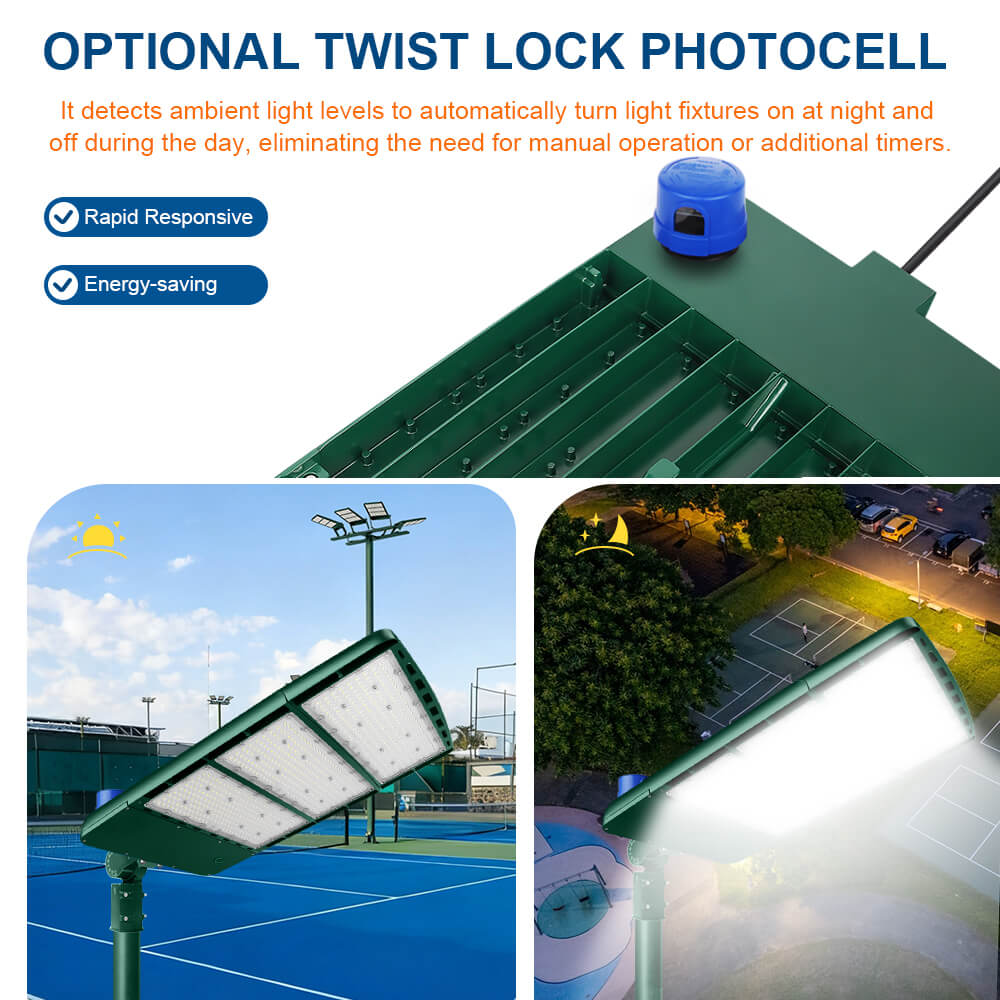 Konlite Spica 600W LED Sports Light with Slipfitter - Hunter Green - Tennis Court Light - Wide Asymmetric - 3 Wattage Selectable - 103,800lm Max - 5000K - 1500W Equal