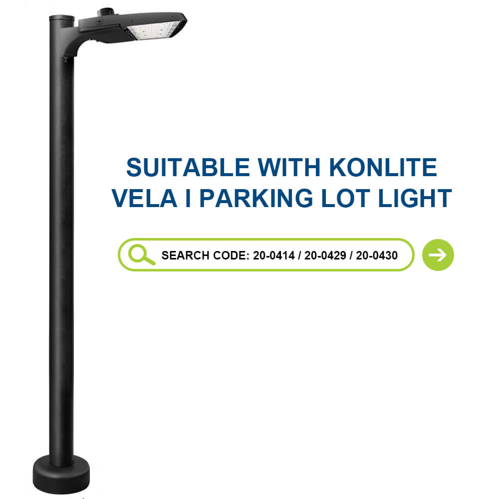 15 Foot Black Round Steel Light Pole, 3 inch O.D., 11 Gauge, With Anchor Bolts and  Covers
