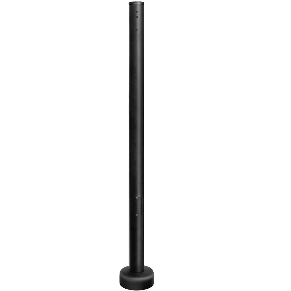 10 Foot Black Round Steel Light Pole, 3 inch O.D., 11 Gauge, With Anchor Bolts and  Covers
