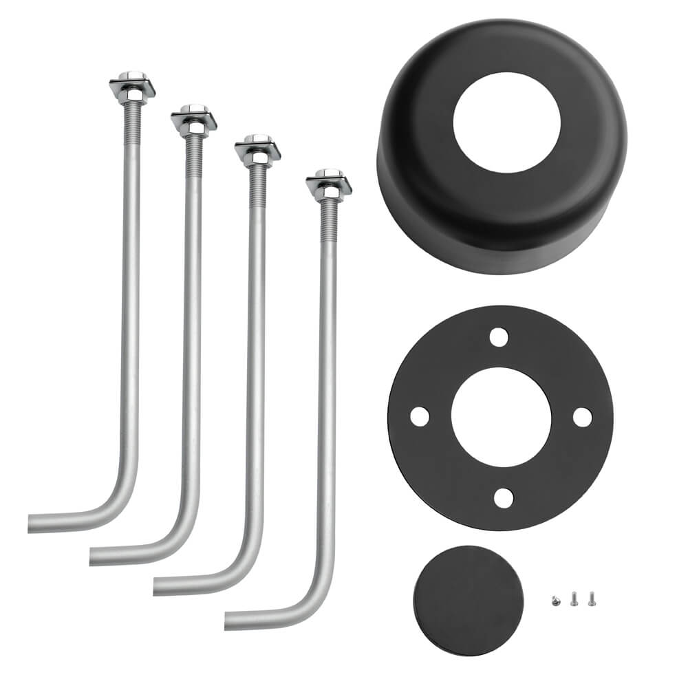 15 Foot Black Round Steel Light Pole, 3 inch O.D., 11 Gauge, With Anchor Bolts and  Covers