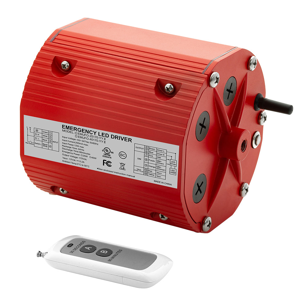 LED Emergency Backup Driver - Constant Power - 25W - 100-347Vac Input - 170Vdc Output