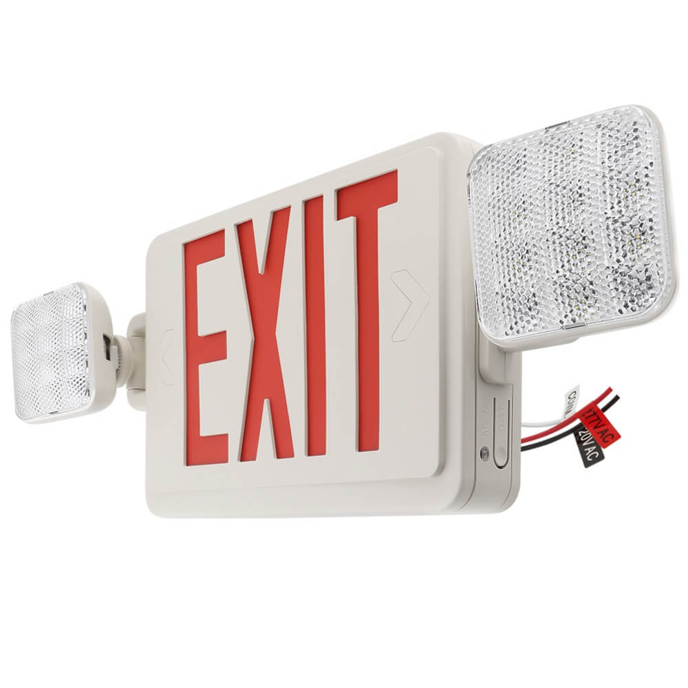 Konlite LED Exit Emergency Light Combo - Red or Green Letter Selectable  - 3.5W - 120-277V