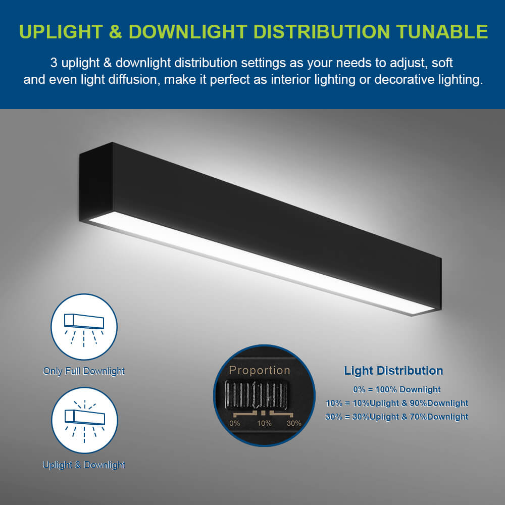 2 FT Black LED Architectural Linear Light - 3180 LM - Wattage Selectable - Kelvin 3500-4000-5000K