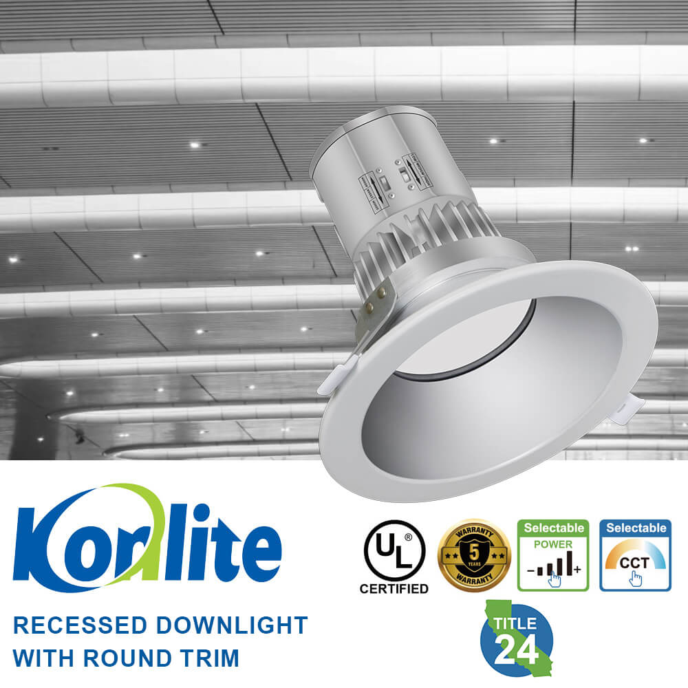 40W LED Recessed Downlight with Round Trim – 4300 LM - Watts Selectable - CCT Selectable 5000K / 4000K / 3000K