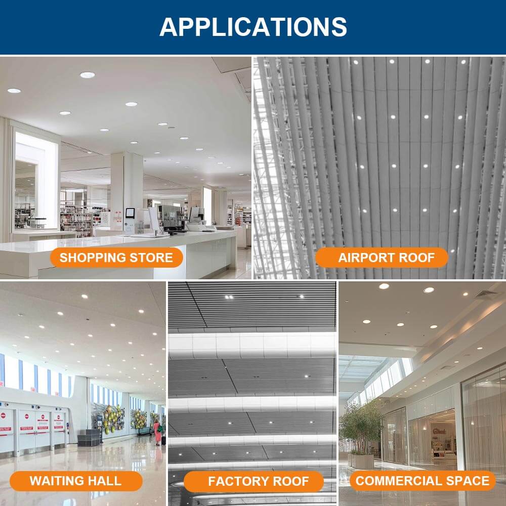 60W LED Recessed Downlight with Round Trim – 7400 LM - Watts Selectable - CCT Selectable 5000K / 4000K / 3000K - 250W Equal