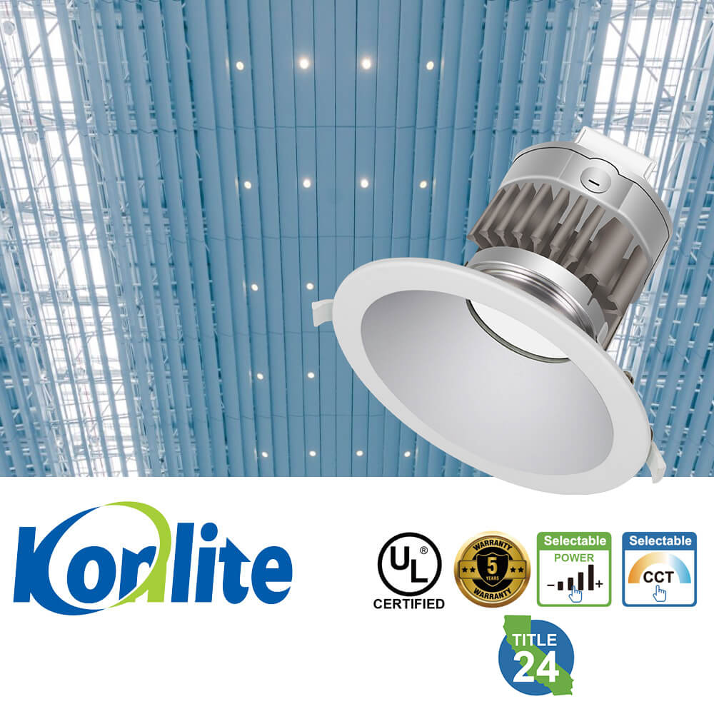 60W LED Recessed Downlight with Round Trim – 7400 LM - Watts Selectable - CCT Selectable 5000K / 4000K / 3000K - 250W Equal