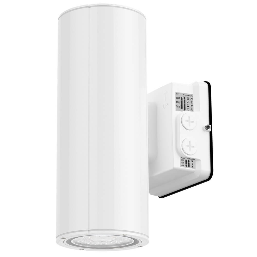 White LED Wall Sconce - 20/16/10W Selectable - up to 2,900 Lumens - 3 CCT Selectable - 120-277V - Photocell with Cap