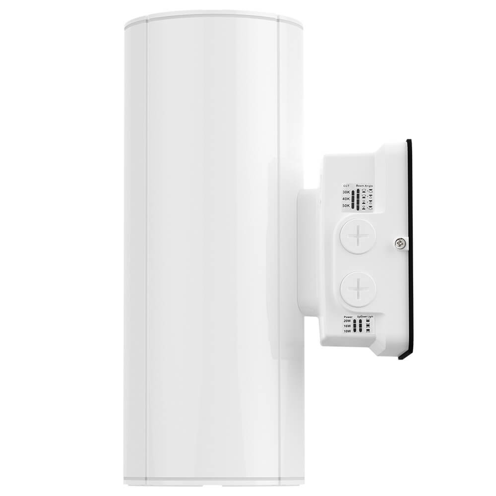White LED Wall Sconce - 20/16/10W Selectable - up to 2,900 Lumens - 3 CCT Selectable - 120-277V - Photocell with Cap