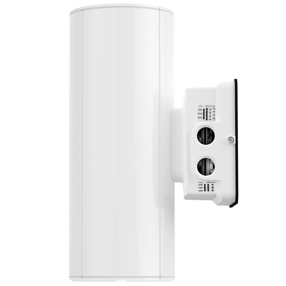 White LED Wall Sconce - 20/16/10W Selectable - up to 2,900 Lumens - 3 CCT Selectable - 120-277V - Photocell with Cap