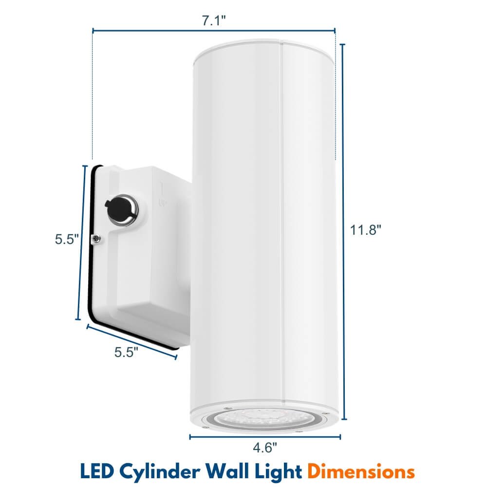 White LED Wall Sconce - 20/16/10W Selectable - up to 2,900 Lumens - 3 CCT Selectable - 120-277V - Photocell with Cap