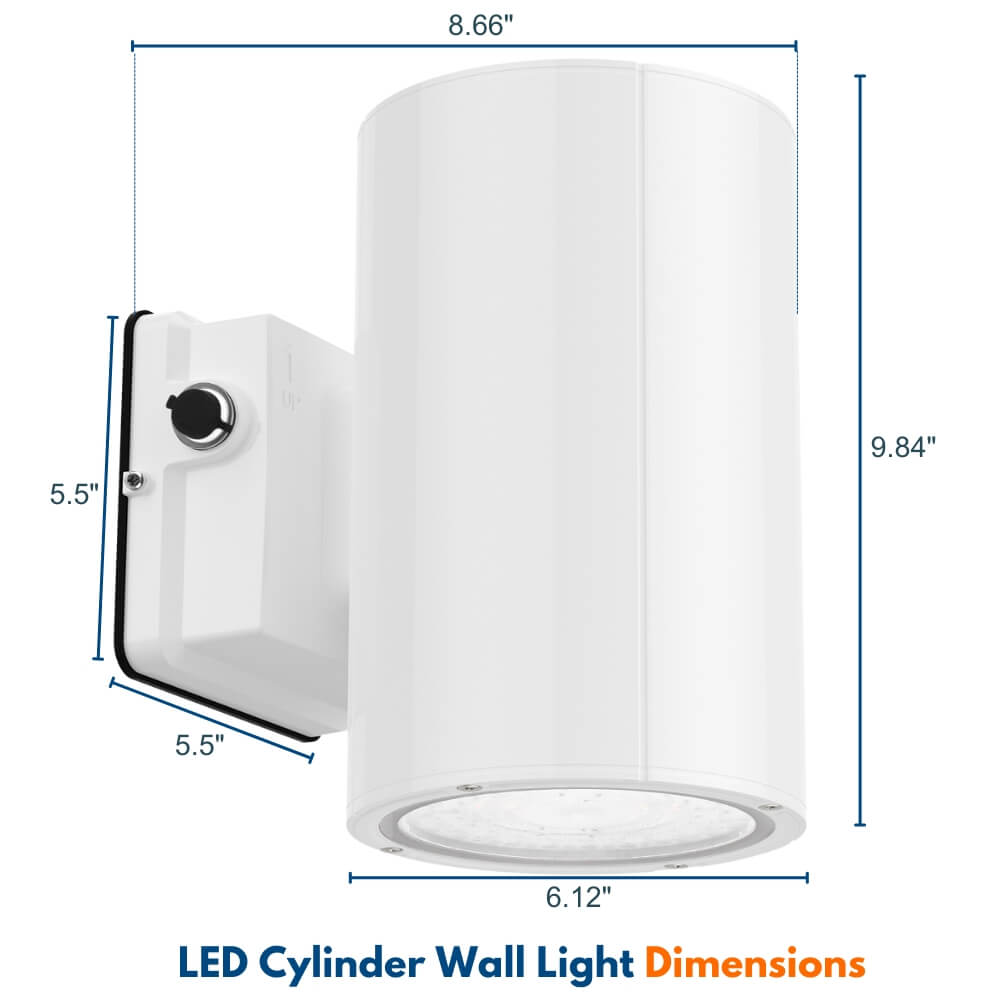 White Outdoor Wall Sconce - 38W/31W/19W Selectable - up to 5,600 Lumens - 3 CCT Selectable - 120-277V - Photocell with Cap