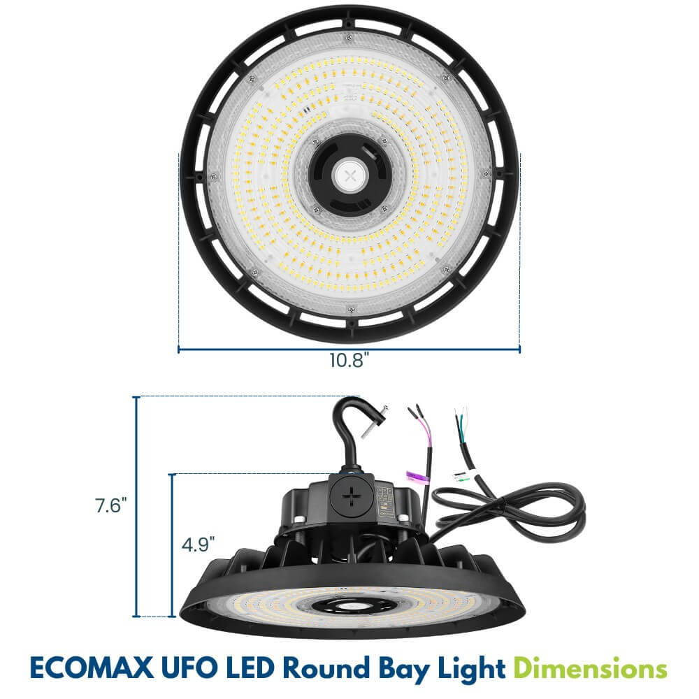 EcoMAX Round UFO LED High Bay Light  -150W/100W/80W -120-277V - 23,250 Lumens - 5000K/4000K - 400W Equal