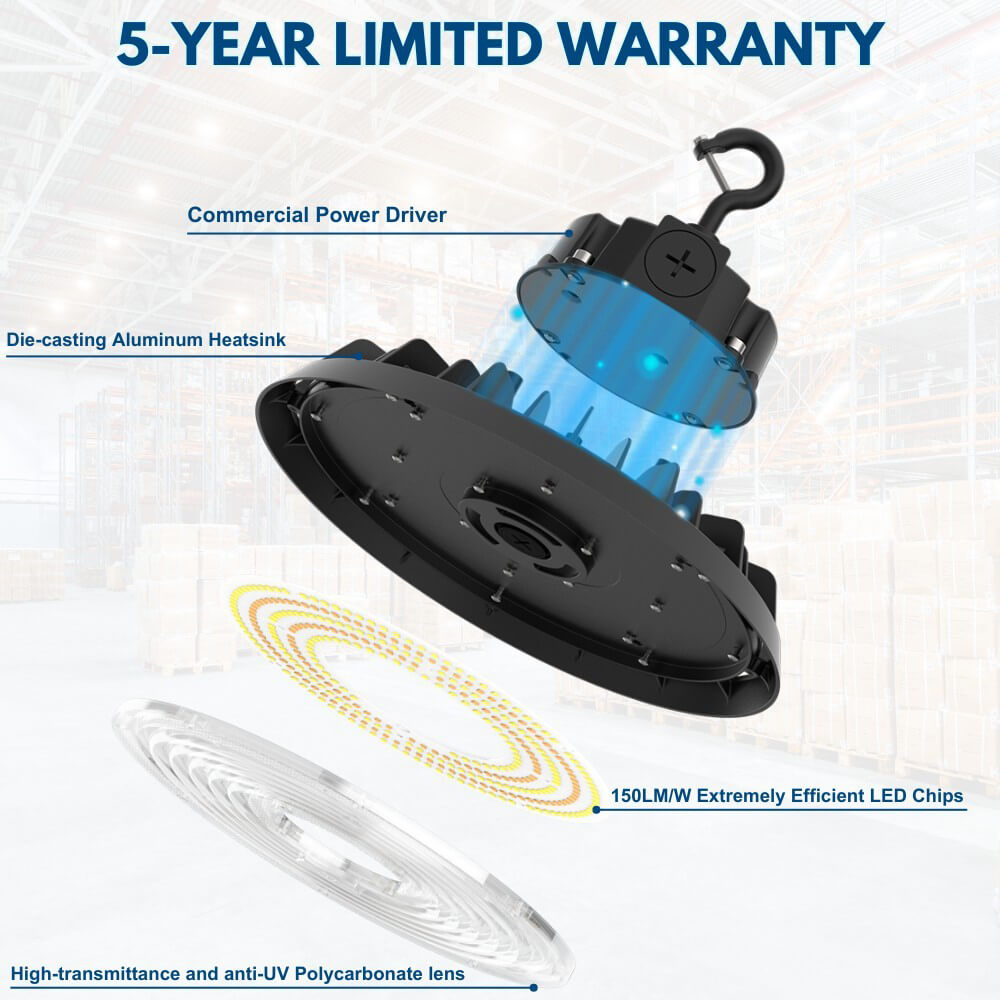 EcoMAX Round UFO LED High Bay Light  -150W/100W/80W -120-277V - 23,250 Lumens - 5000K/4000K - 400W Equal