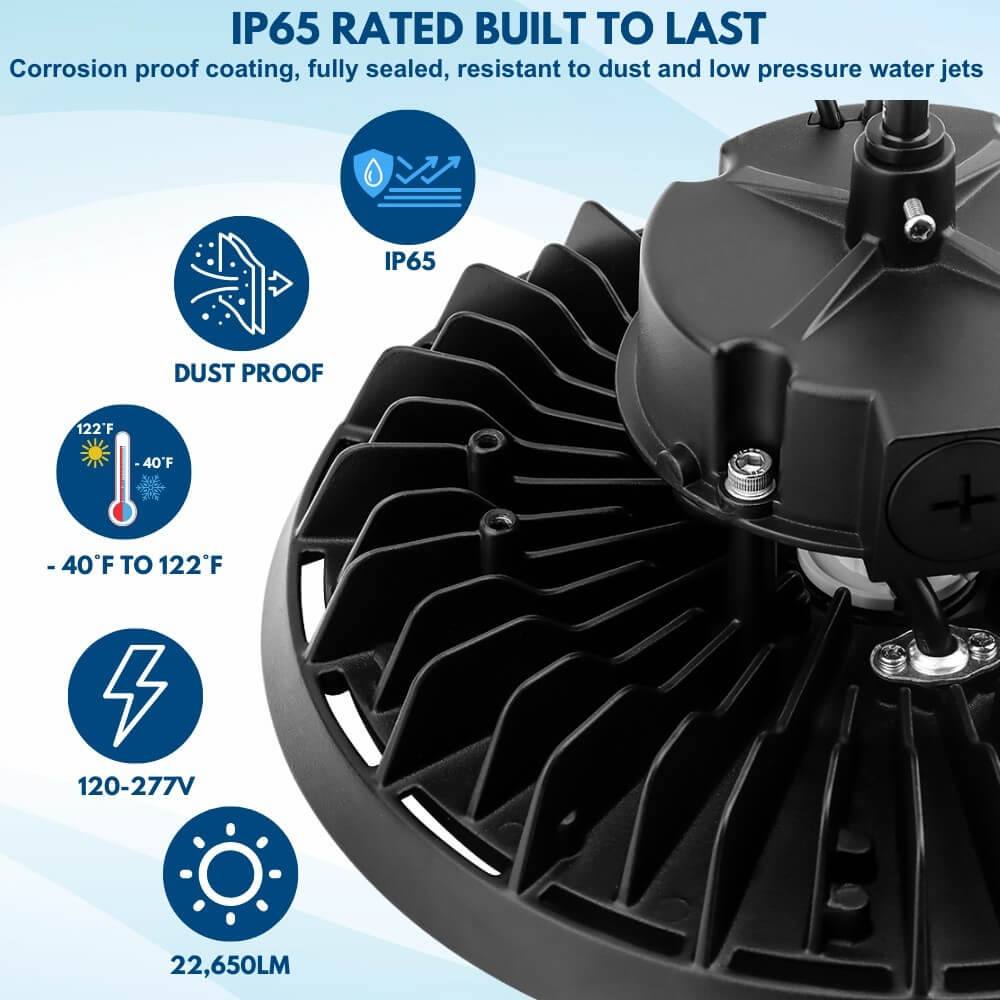 EcoMAX Round UFO LED High Bay Light  -150W/100W/80W -120-277V - 23,250 Lumens - 5000K/4000K - 400W Equal