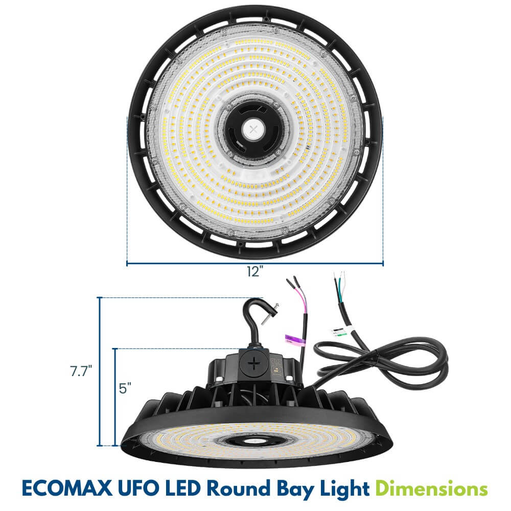 EcoMAX Round UFO LED High Bay Light - 240W/200W/150W - 120-277V - 37,450 Lumens - 5000K/4000K - 1000W Equal