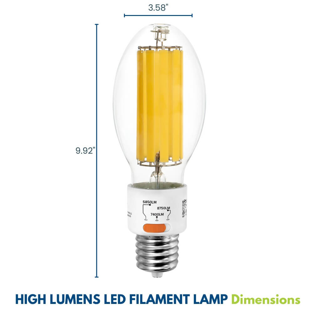 High Lumen LED Filament Bulb - 45W/38W/30W - 8,750LM - 5000K - 250W HID Retrofit Lamp Equivalent
