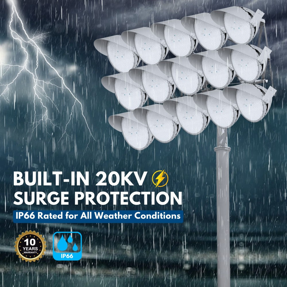 LYRA LED Stadium Light -  500W/400W/300W Selectable - Up to 75,000lm - 5000K - 200-480V  - 4H4V - 1500W Equal - 10 Year Warranty