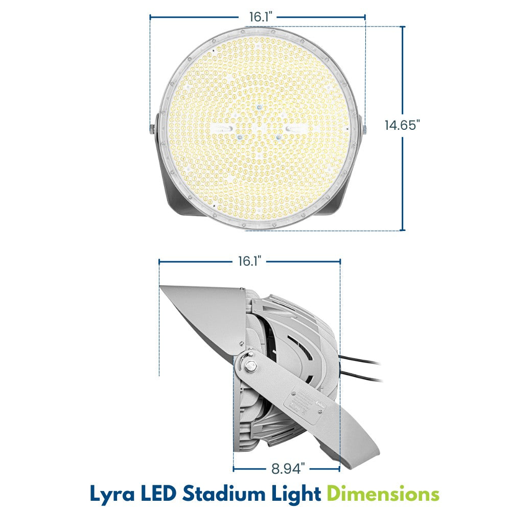 LYRA LED Stadium Light -  500W/400W/300W selectable - 75,000lm - 5000K - 100-277V  - 4H4V - 1500W Equal - 10 Year Warranty