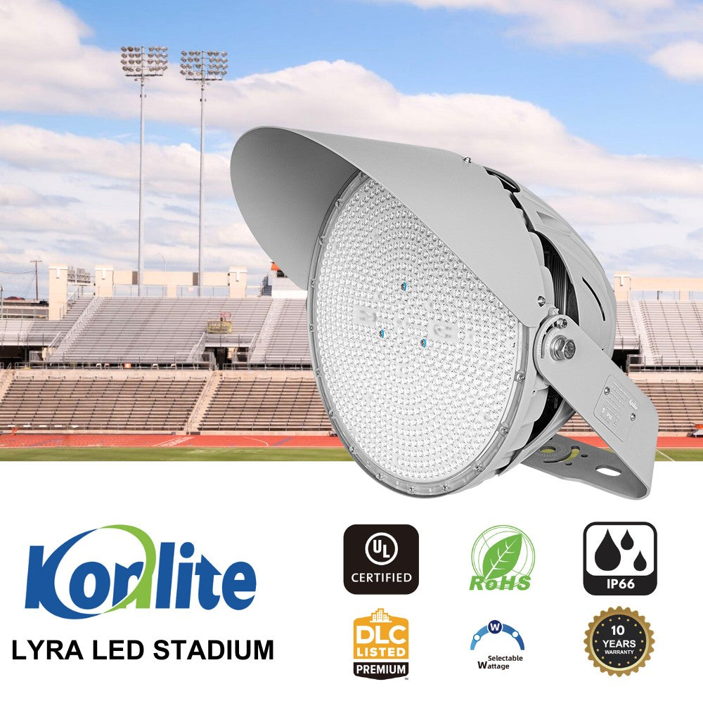 LYRA LED Stadium Light -  500W/400W/300W selectable - 75,000lm - 5000K - 100-277V  - 4H4V - 1500W Equal - 10 Year Warranty