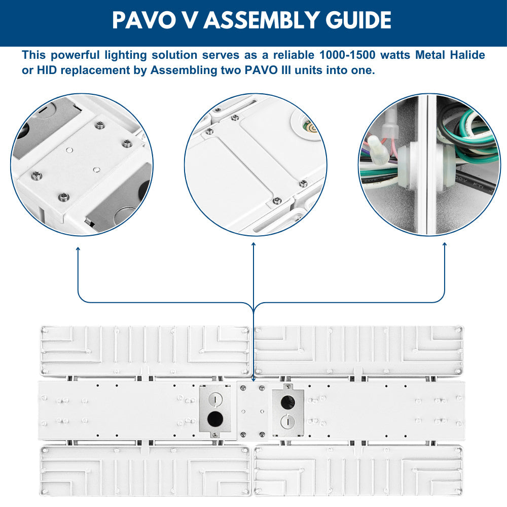 PAVO V LED High Bay Light - 420W/360W/310W Selectable - 63,800lm - 277-480V - 5000K/4000K - 1000W Equal