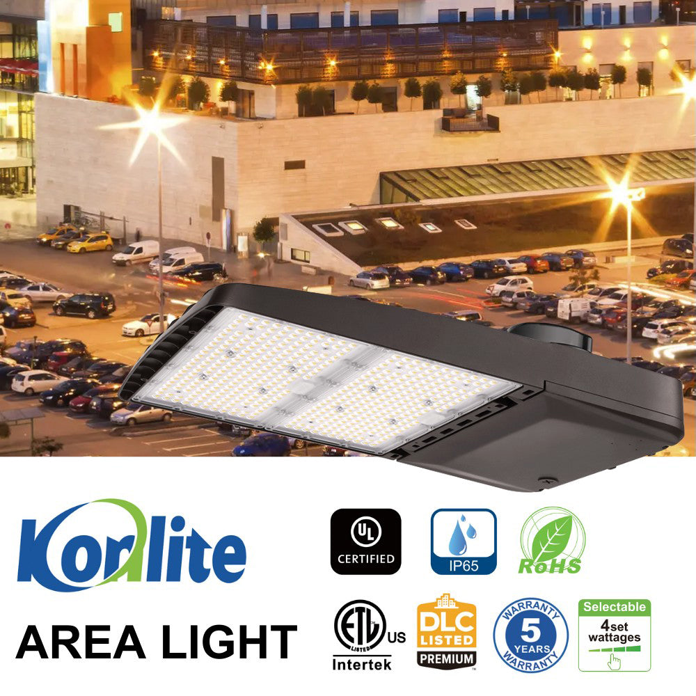 Konlite Vela III LED Parking Lot Light - 310W/280W/260W/240W Selectable - Up to 46,600 Lumens  - 5000K/4000K/3000K - Type III - 120-277V - 1000W Equal