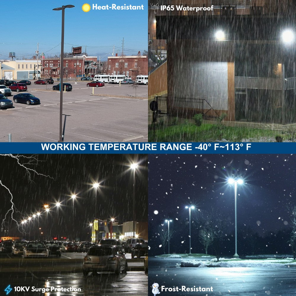 Vela III LED Parking Lot Light - Black Finish - 310W -Type IV - 46,500 Lumens - 3 CCT - 277-480V - 1000W Equal