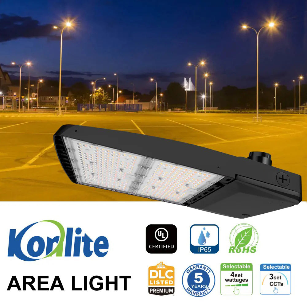 Vela III LED Parking Lot Light - Black Finish - 310W -Type IV - 46,500 Lumens - 3 CCT - 277-480V - 1000W Equal