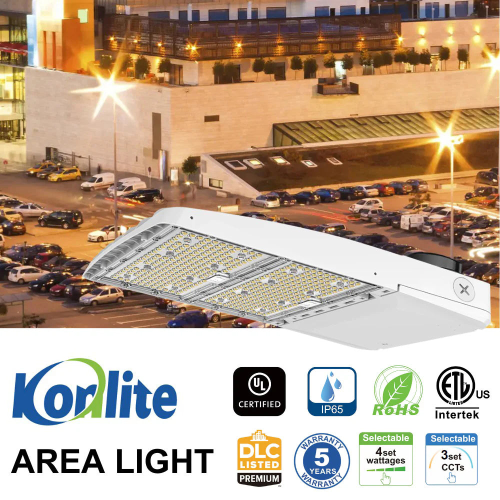Vela III LED Parking Lot Light - White Finish - 46,600 Lumens - 4 Watts Selectable - 3 CCT Selectable - Type III - 120-277V - 1000W Equal