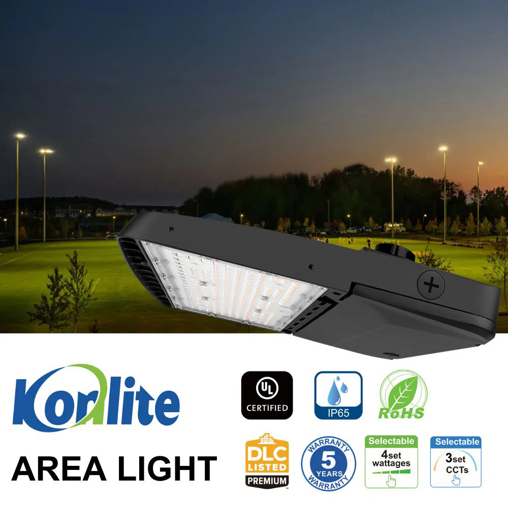 Vela I LED Parking Lot Light - Black Finish - 150W/120W/100W/80W Selectable - UP to 23,000 Lumens -3 CCT Selectable - Type III - 120-277V - 400W Equal