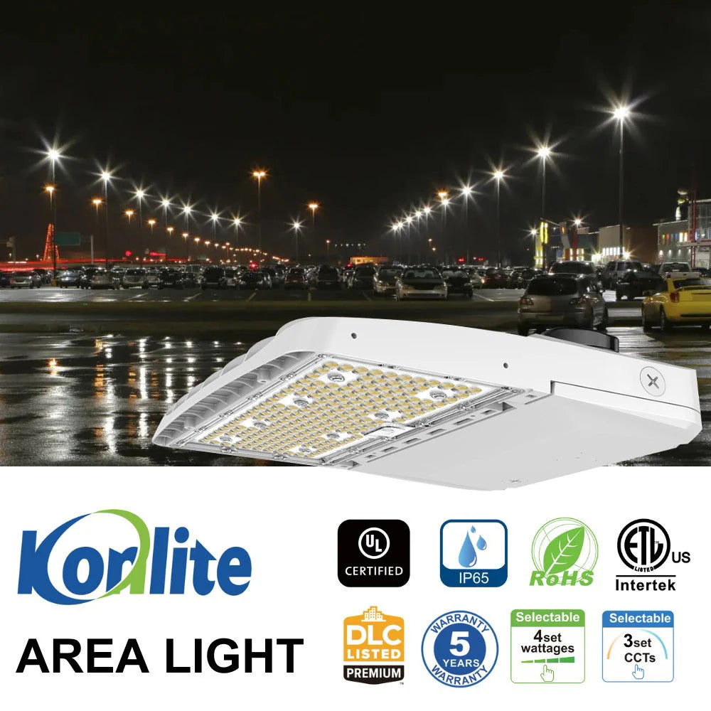 Vela II LED Parking Lot Light - White Finish - 240W/220W/200W/170W Selectable - Up to 34,888 Lumens - 3 CCT - Type III - 120-277V - 750W Equal