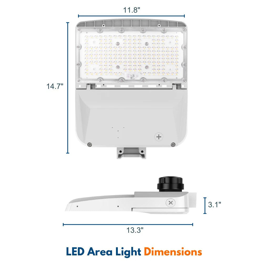 Vela II LED Parking Lot Light - White Finish - 240W/220W/200W/170W Selectable - Up to 34,888 Lumens - 3 CCT - Type III - 120-277V - 750W Equal