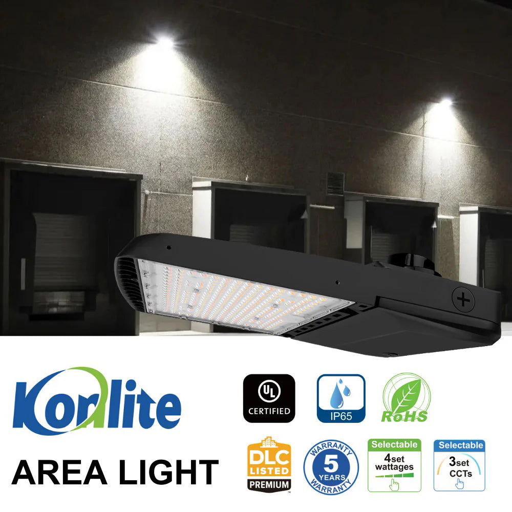 Vela II LED Parking Lot Light - Black Finish - 240W - 34,888 Lumens - 4 Watts Selectable - 3 CCT - Type III - 120-277V - 750W Equal