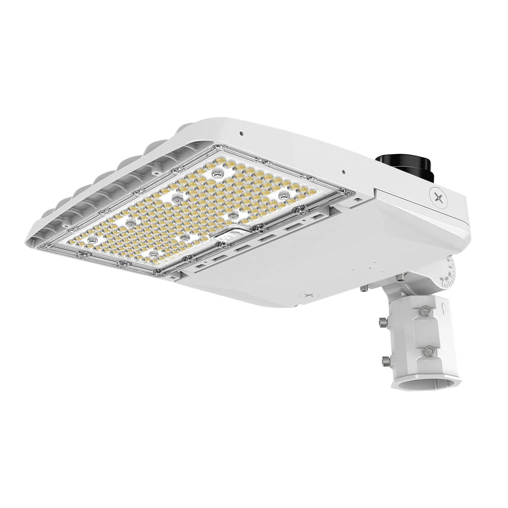 Vela II LED Parking Lot Light - White Finish - 240W/220W/200W/170W Selectable - Up to 34,888 Lumens - 3 CCT - Type III - 120-277V - 750W Equal