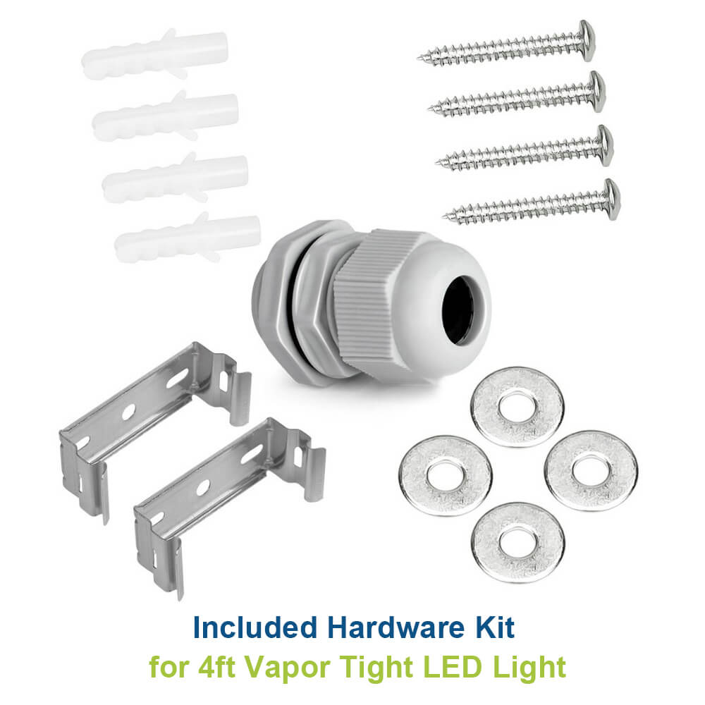 4ft Vapor Tight LED Light Fixture - Pack of 2 - 50/40/30W - 6,500 lumens - 50K/40K/30K Selectable - 120-277V