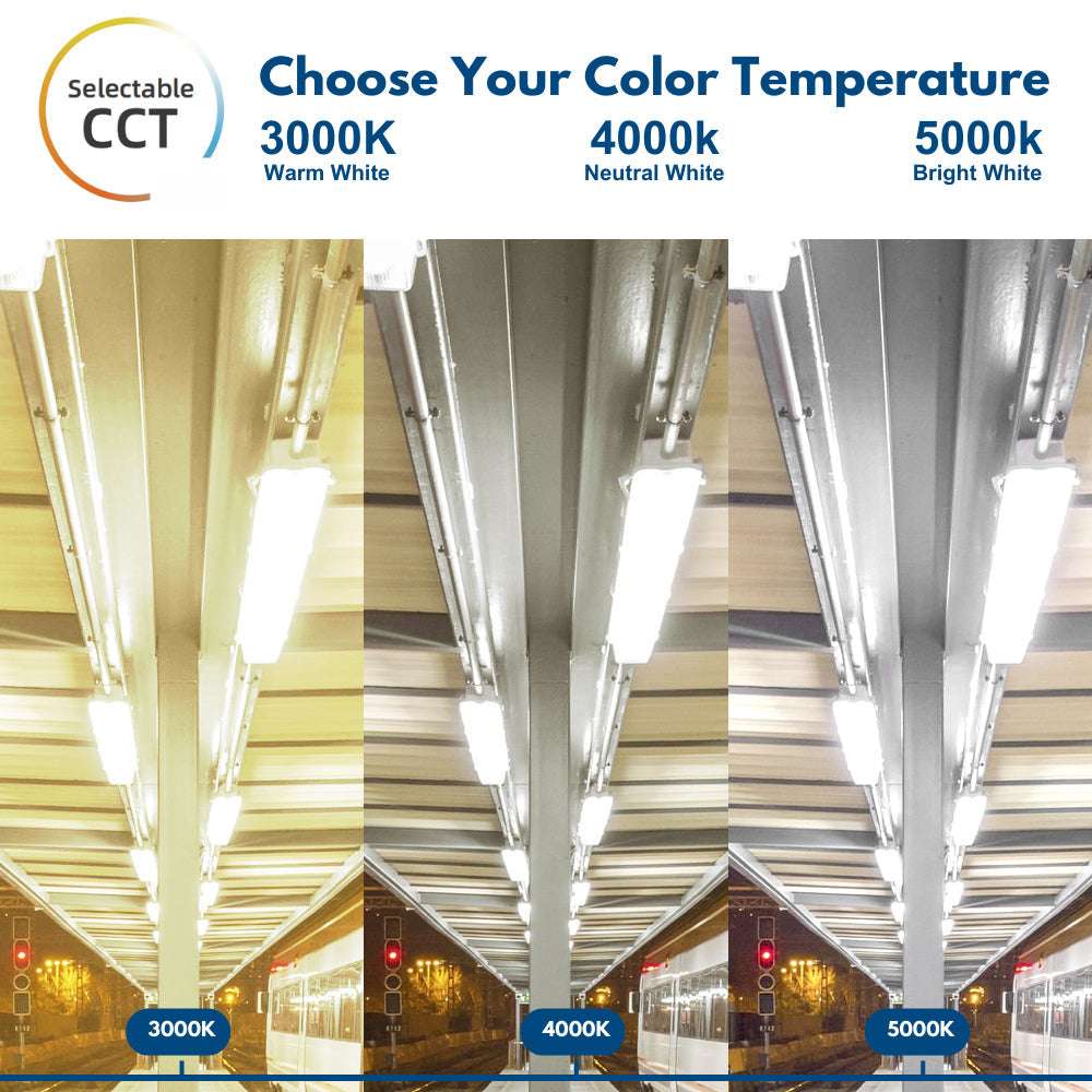 8ft Vapor Tight LED Light Fixture - Pack of 2 - 80/70/60W - 10,500 lumens - 50K/40K/30K Selectable - 120-277V