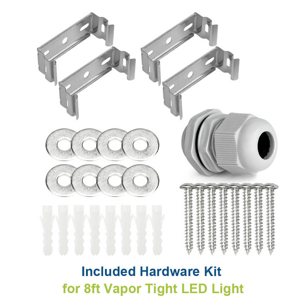 8ft Vapor Tight LED Light Fixture - Pack of 2 - 80/70/60W - 10,500 lumens - 50K/40K/30K Selectable - 120-277V